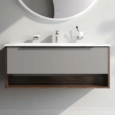 Produktbild von AM.PM Badmöbel Set Badezimmerschrank mit Waschbecken Hängender Waschbecken mit Unterschrank mit Soft Close, 100 cm, 1 Schublade, Graphit matt