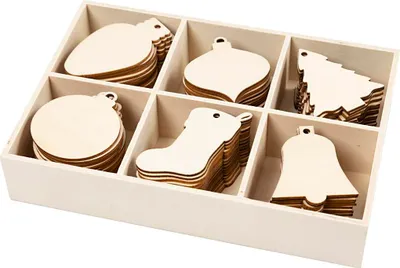 Produktbild von Creativ Company Weihnachtsdekoration, H: 5,5-7 cm, B: 4-5 cm, Lochgröße 4 mm, 90 Stück 1 Box