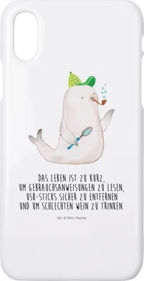 Produktbild von Mr. & Mrs. Panda Iphone 10 Handyhülle Robbe Sherlock - Weiß - Geschenk, Handy, Hülle, X, Cover, Lustige Sprüche