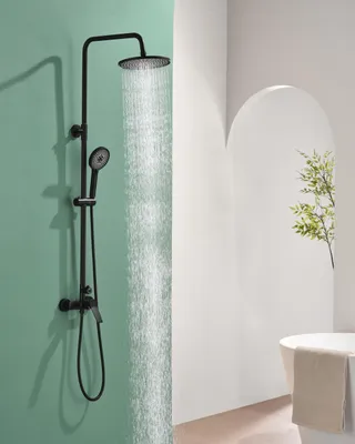 Immagine prodotto di Doccia con miscelatore, soffione da 23 cm, 3 getti, in ottone, miscelatore monocomando, per il bagno