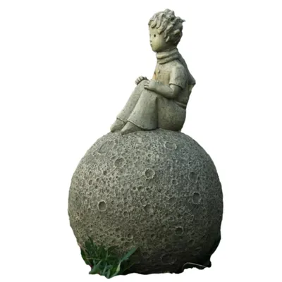 Produktbild von Der kleine Prinz auf dem Mond, aus Kunststein Neu, Gartenfigur Lizenzfigur zur Dekoration, Antoine de Saint-Exupéry V-116027-KS Groß