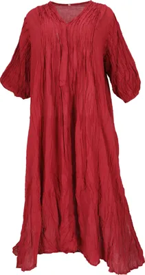 Produktbild von Boho Maxikleid, Luftiges Langes Sommerkleid für Starke Frauen im Crash Look - Rot, Damen, Baumwolle, Kleider