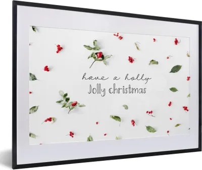 Produktbild von MuchoWow® Gerahmtes Poster Winter - Zitat - Weihnachten - Mistelzweig 60x40 cm - Poster mit Schwarzem Bilderrahmen Wandposter Rahmen Foto Bilder - Schlafzimmer - Plakat in Rahmen - Drucken