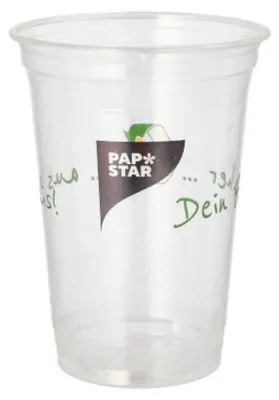 Produktbild von PAPSTAR Trinkbecher aus PLA, 0,4 l, Ø 9,5 cm, umweltfreundlich | Folie (50 Stück)