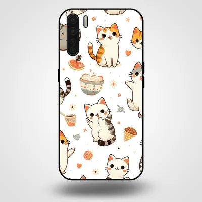 Produktbild von Smartphonica Handytasche für OPPO A91 mit Katzendruck - TPU Rückseite Abdeckung Fall Katzen Design