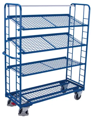 Produktbild von Etagenwagen mit 4 Drahtgitterböden pulverbeschichtet 250 kg Typ M + EasySTOP