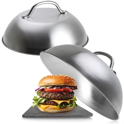 Produktbild von com-four® 2x Burgerglocke aus Edelstahl 304 – Schmelzglocke für Cheeseburger