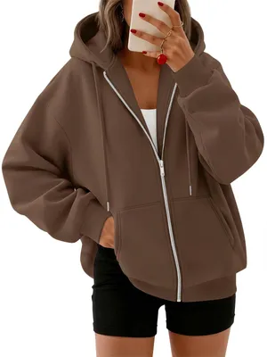 Productafbeelding van Trendy Queen dameshoodies met rits, oversized sweatshirts, etc