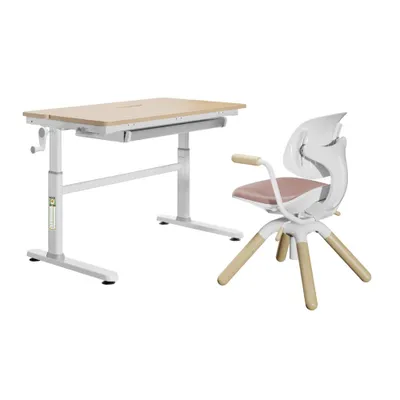 Produktbild von HOKO LUCA & LAURA Kinderschreibtisch höhenverstellbar 100x60 cm mit ergonomischem Lernstuhl – Schüler Set für Kinderzimmer