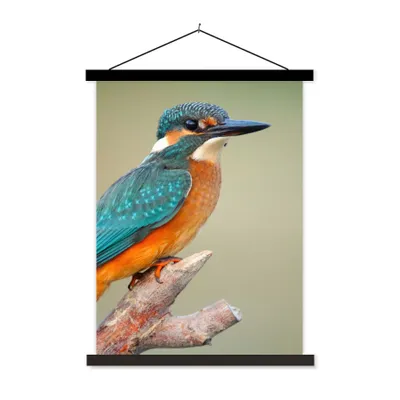 Produktbild von MuchoWow® Textilposter Vogel - Eisvogel - Zweig 40x53 cm mit schwarzem Rahmen - Abbildung
