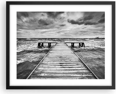 Produktbild von Gerahmtes Poster - Schwarzer Rahmen - Brücke Meer Welle - 50x40 cm - Wand Bild - Wanddeko - Wandbilder - Kunstposter - Wandposter - Bilderrahmen - Bilder - Kunstdruck - Wandbild - P2BAA50x40-3637