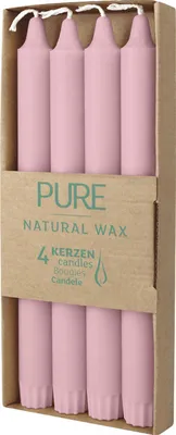 Produktbild von PURE Stabkerzen Antikrosa 4er Set Naturwachs Tischdeko, 4 Stück