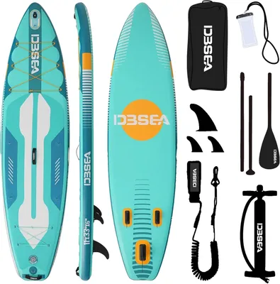 Productafbeelding van Opblaasbaar paddleboard, draagbaar ontwerp, robuuste constructie, 335x84x15 cm