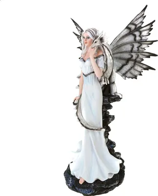 Produktbild von Fee Dragorania mit Drachen auf Schulter 55 cm Fairy Elfe Figur Fantasy Engel
