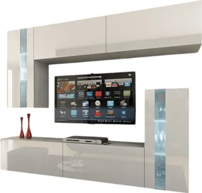 Produktbild von Meublorama FH-C30-30-HG-W-2-1A+4-KLIPEX-RGB*7C/90KG, 4 Regale, 6 Tür(en), Weiß, Mitteldichte Faserplatte (MDF), 350 mm, 2030 mm