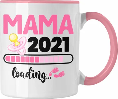 Produktbild von Trendation - Mama 2022 Loading Tasse Geschenke Schwangerschaftverkündung Schwanger Baby Kommt Kaffeetasse (Rosa)