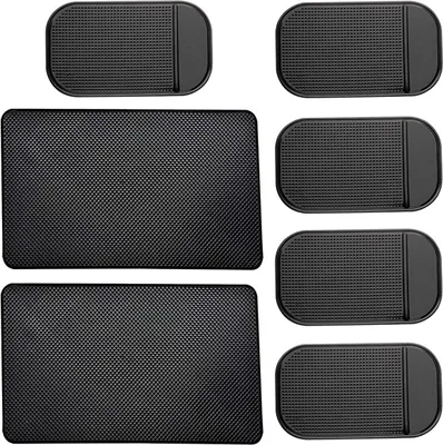 Produktbild von Anti-Rutsch-Matten-Set für das Armaturenbrett – 7 Stück – Hitzebeständig – Riffelprofil – Schwarze Anti-Rutsch-Matte