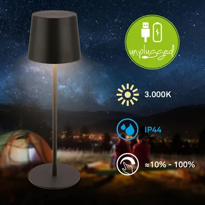 Obrázok produktu pre LED stolová lampa Dobíjateľná LED stolová lampa Stmievateľná bezdrôtová dotyková vonkajšia/vnútorná