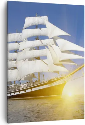 Produktbild von Bild auf Leinwand - Leinwandbild - Einteilig - Yacht Meer Welle - 50x70cm - Wand Bild - Wanddeko - Wandbilder - Leinwanddruck - Kunstdruck - Wanddekoration - Leinwand bilder - Wandbild - PA50x70-4039