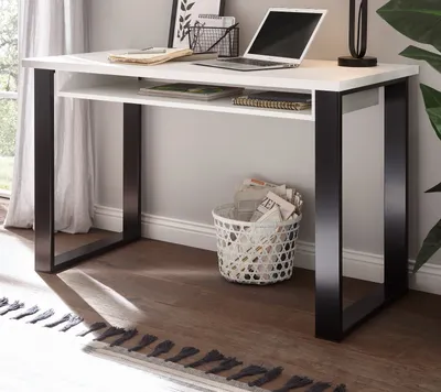Produktbild von Schreibtisch "Stove" in weiß Pinie anthrazit Laptoptisch 125 x 60 cm