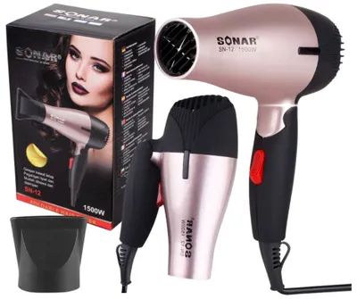 Produktbild von Reise Haartrockner 1500W Klappbar Föhn Kompakt Rosa mit Stylingdüse Aufsatz