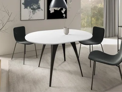 Immagine prodotto di Tavolo da cucina allungabile LUSI - bianco artico / nero
