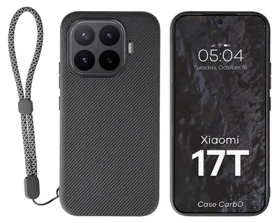 Produktbild von Hülle mit Handgelenkband für Xiaomi 17T, Bizon Case CarbO, Schwarz