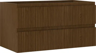 Produktbild von Mexen Rivel Badezimmerschrank für Waschbecken 90 cm, 2 Schubladen, geriffelt, Nussbaum - 91A20-09047-2-BFF86