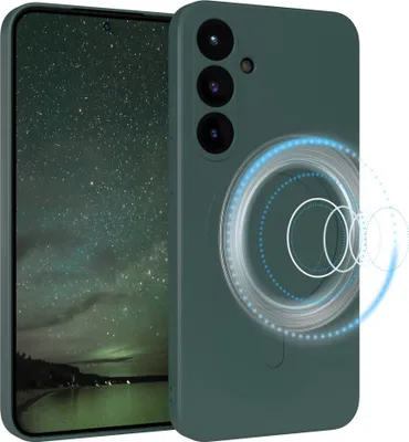 Produktbild von EAZY CASE - Silikonhülle magnetisch für Samsung Galaxy S25 Plus, Hülle Silikon, weich stoßfeste Magnet Handyhülle, Schutzhülle mit Kameraschutz, TPU Bumper in Grün