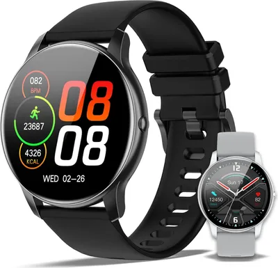 Produktbild von Smartwatch C2 mit Bluetooth, 1,3 Zoll AMOLED-Touch-Display, Pulsmessung/Blutsauerstoffmessung, Schlafüberwachung, Kalorien/Schrittzähler Android IOS