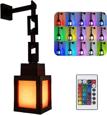 Image de Veilleuse Pixel avec télécommande,Lumière d'ambiance LED 16 couleurs,Lampe de table et murale rechargeable par USB pour chambre à coucher, camping & cadeaux pour gamers