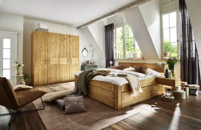 Produktbild von Bett Randers Sonderl. 120x210 Komforthöhe 54 Kiefer Kopfteil Schubkasten Blenden