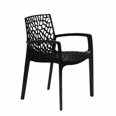 Produktbild von Gartenstuhl mit Armlehnen Stapelbare Gruvyer Arm Grand Soleil Professionell - Schwarz