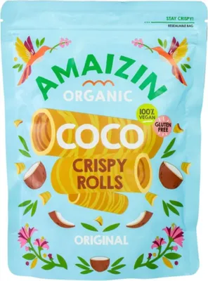 Zdjęcie produktu dla RURKI WAFLOWE KOKOSOWE BEZGLUTENOWE140 g - AMAIZIN