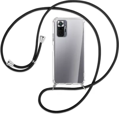 Produktbild von Handykette Backcover-Schutzhülle mit Band (Metall silberfarben) für Xiaomi Redmi Note 10 Pro / Pro Max - schwarz