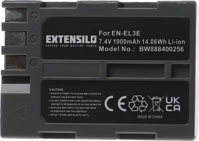 Produktbild von EXTENSILO Akku Ersatz für Nikon EN-EL3e für Kamera (1900 mAh, 7,4 V, Li-Ion)