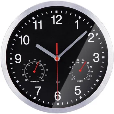 Immagine prodotto di Orologio da parete radiocontrollato da 25 cm, silenzioso, alimentato a batteria al quarzo, nero, di grandi dimensioni, ben leggibile, per camera, casa, cucina, ufficio
