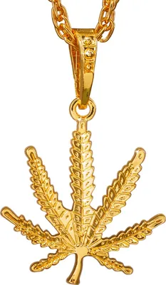 Produktbild von Goldene Halskette mit Hanf-Anhängern – Trendiges Schmuck-Accessoire 65cm