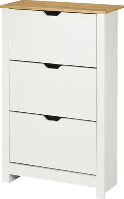 Produktbild von Schuhschrank Schruhregal Schuhaufbewahrung, 3 Fächer, 18 Paar Schuhe, 72 cm x 26 cm x 112 cm, Weiß + Braun