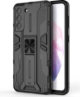 Produktbild von Galaxy S21 5G Hülle, Dual Layer PC TPU Bumper Stoßfest Ständer Schutzhülle für Samsung Galaxy S21 5G Schwarz