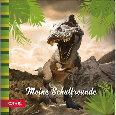 Produktbild von ROTH Freundebuch Tyrannosaurus - 64 Seiten 16,5 x 16,5 cm - Erinnerungsalbum Dinosaurier TRex Dino in Grün und Schwarz
