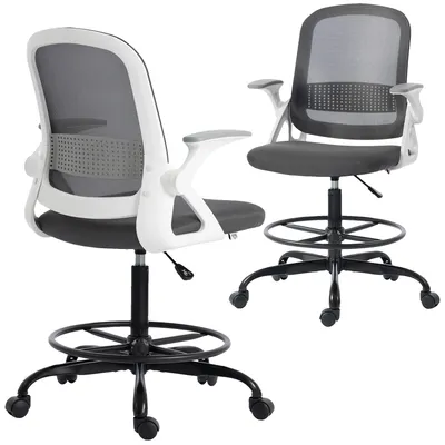 Imagen del producto de Silla de oficina, estructura de metal, reposabrazos plegables, color gris