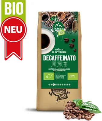 Produktbild von Decaffeinato Kaffeebohnen 250g | La Natura Lifestyle| Langzeitröstung | ganze Bohne | Koffeinfrei | Decaf Blend