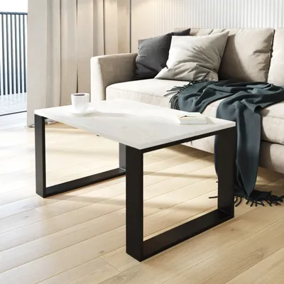 Produktbild von AKKE Weiss Craft Couchtisch mit schwarzen Beinen LxBxH: 100x60x55 cm