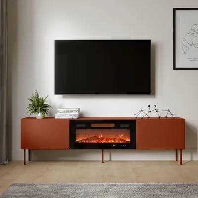 Image de Vermezzo - Meuble TV, 200x42x57 cm Marron Terre cuite, une Étagère