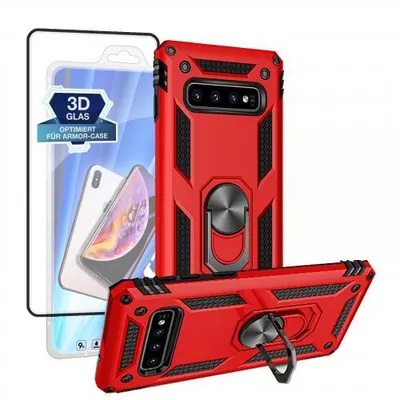 Produktbild von Armor Hülle für Samsung Galaxy S10 - Farbe: Rot + 9H Displayglas - Modellkompatibilität: Für Samsung Galaxy S10