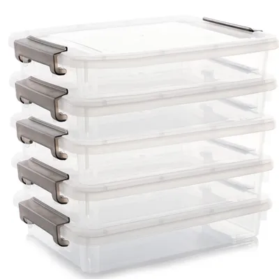 Produktbild von Aufbewahrungsboxen 4,5 l - 5-teiliges Set - Transparente Dokumentenboxen