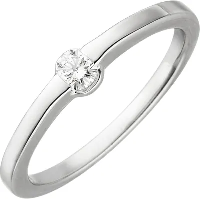 Produktbild von Gr. 54 Damen Ring 585 Gold Weißgold 1 Diamant Brillant 0,15ct. Diamantring