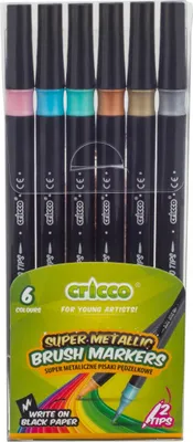 Produktbild von Metallic Marker Pinselstifte Permanent Metallische Farben Stifte | Set 6 Farben