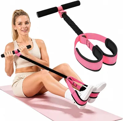 Produktbild von Widerstandsbänder mit Pedal und Griffen, Multifunktions-Bauchtrainer für zu Hause, Fitnessband für Sit-up-Übungen und Krafttraining von Bauch, Taille, Armen, Rumpfmuskulatur und Beinen